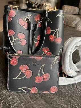 Coach Rowan Bucket Bag With Cherry Print
